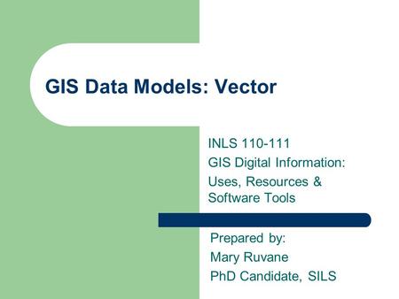 GIS Data Models: Vector