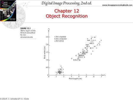 Digital Image Processing, 2nd ed. www.imageprocessingbook.com © 2002 R. C. Gonzalez & R. E. Woods Chapter 12 Object Recognition Chapter 12 Object Recognition.
