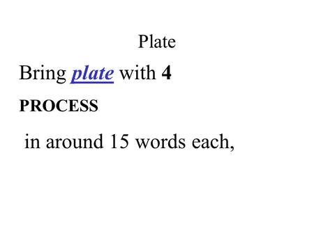 Plate Bring plate with 4 PROCESS in around 15 words each,