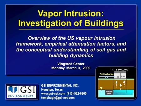 Vapor Intrusion: Investigation of Buildings Overview of the US vapour intrusion framework, empirical attenuation factors, and the conceptual understanding.