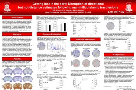Methods Results Conclusions Getting lost in the dark: Disruption of directional but not distance estimates following mammillothalamic tract lesions *S.S.
