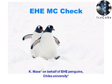 EHE MC Check K. Mase* on behalf of EHE penguins, Chiba university*