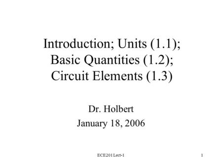 Introduction; Units (1. 1); Basic Quantities (1