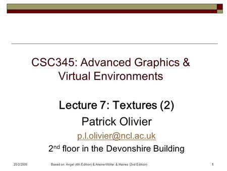 CSC345: Advanced Graphics & Virtual Environments