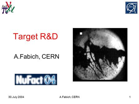 30.July 2004A.Fabich, CERN1 Target R&D A.Fabich, CERN.