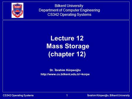 Lecture 12 Mass Storage (chapter 12)