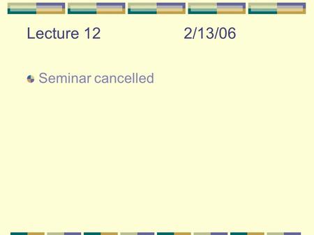 Lecture 122/13/06 Seminar cancelled. Bronsted-Lowry Acids Proton donor (H + or H 3 O + ) Acidic vs. non-acidic protons Bronsted-Lowry Bases Proton acceptor.