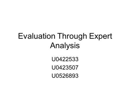 Evaluation Through Expert Analysis U0422533 U0423507 U0526893.