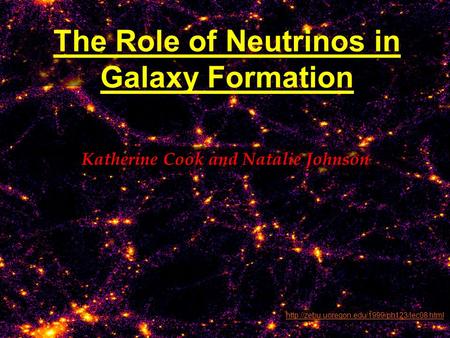 The Role of Neutrinos in Galaxy Formation Katherine Cook and Natalie Johnson