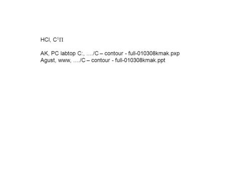 HCl, C 1  AK, PC labtop C:,..../C – contour - full-010308kmak.pxp Agust, www,..../C – contour - full-010308kmak.ppt.
