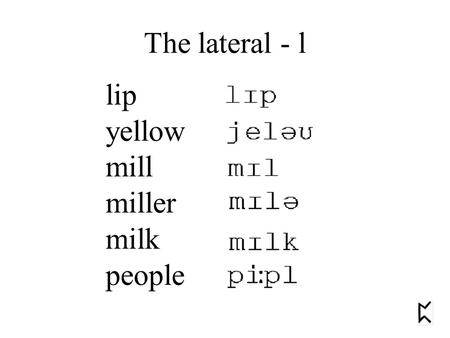The lateral - l lip yellow mill miller milk people.