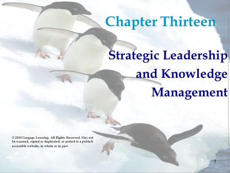 1 Chapter Thirteen Strategic Leadership and Knowledge Management © 2010 Cengage Learning. All Rights Reserved. May not be scanned, copied or duplicated,