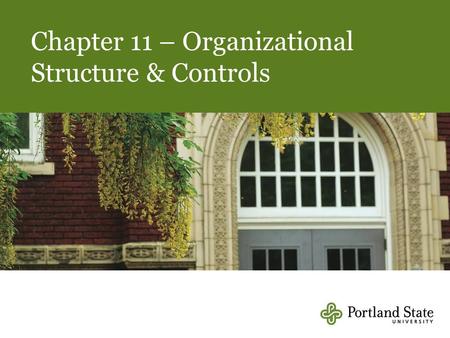 Chapter 11 – Organizational Structure & Controls