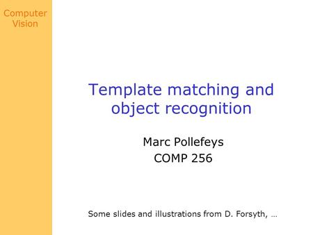 Template matching and object recognition