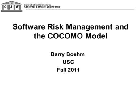 Software Risk Management and the COCOMO Model