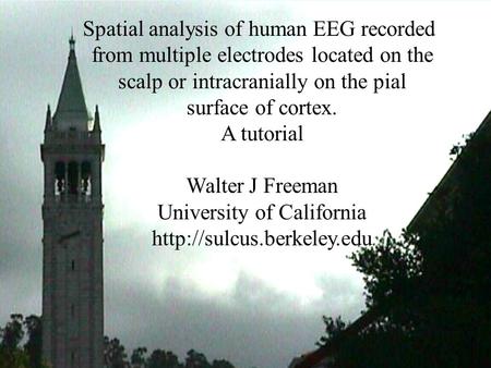 Tutorial on Spatial analysis of human EEG Spatial analysis of human EEG recorded from multiple electrodes located on the scalp or intracranially on the.