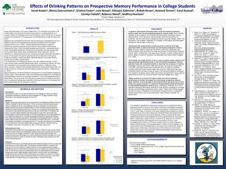 Effects of Drinking Patterns on Prospective Memory Performance in College Students Sarah Raskin1, Marta Zamroziewicz1, Kristina Foster1, Lara Novak1, Ethiopia.