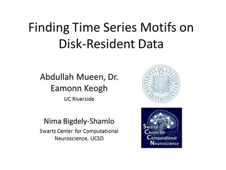 Finding Time Series Motifs on Disk-Resident Data