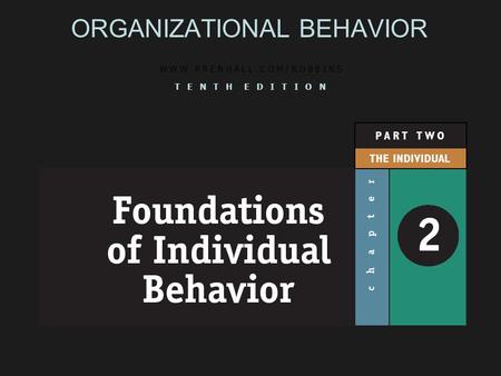 ORGANIZATIONAL BEHAVIOR W W W. P R E N H A L L. C O M / R O B B I N S T E N T H E D I T I O N.