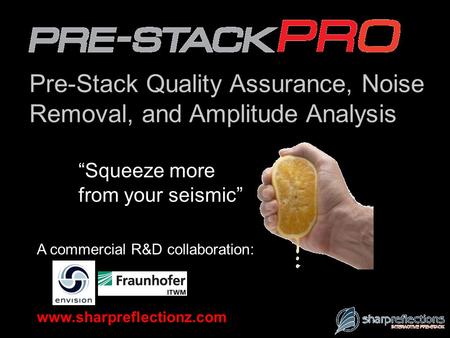 Www.sharpreflectionz.com Pre-Stack Quality Assurance, Noise Removal, and Amplitude Analysis “Squeeze more from your seismic” A commercial R&D collaboration: