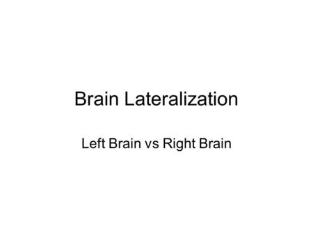 Brain Lateralization Left Brain vs Right Brain. Corpus callosum Bridge between left and right hemispheres of the brain.