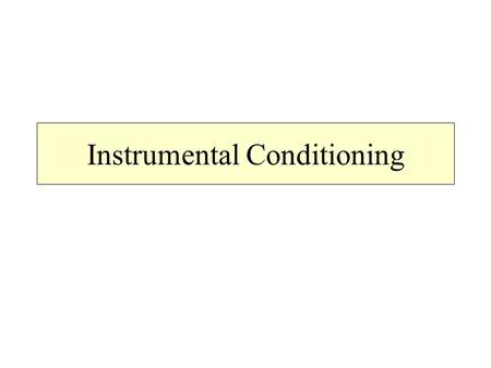 Instrumental Conditioning. A Little History Thorndike –discrete trial procedure –outcome dependent on behavior –didn’t find imitative learning –first.