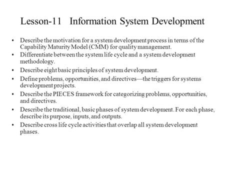 Lesson-11 Information System Development