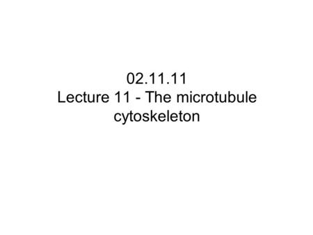 02.11.11 Lecture 11 - The microtubule cytoskeleton.