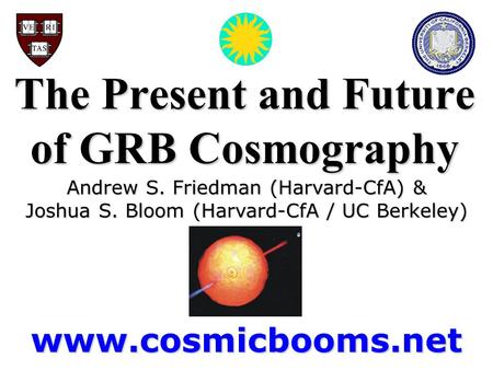 The Present and Future of GRB Cosmography Andrew S. Friedman (Harvard-CfA) & Joshua S. Bloom (Harvard-CfA / UC Berkeley) www.cosmicbooms.net.