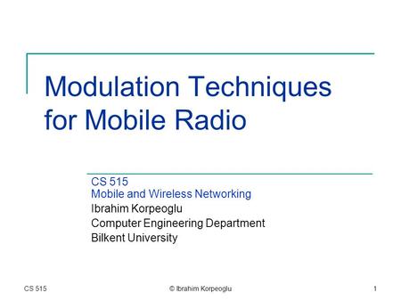 Modulation Techniques for Mobile Radio