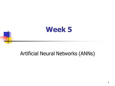 Artificial Neural Networks (ANNs)