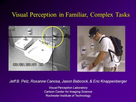 Jeff B. Pelz, Roxanne Canosa, Jason Babcock, & Eric Knappenberger Visual Perception Laboratory Carlson Center for Imaging Science Rochester Institute of.