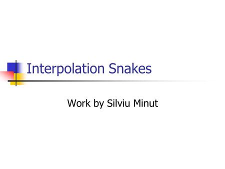 Interpolation Snakes Work by Silviu Minut. Ultrasound image has noisy and broken boundaries Left ventricle of dog heart Geodesic contour moves to smoothly.