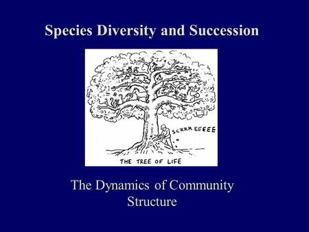 Species Diversity and Succession The Dynamics of Community Structure.