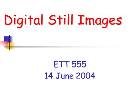 Digital Still Images ETT 555 14 June 2004. Multimedia Assets Still Images Audio Video.
