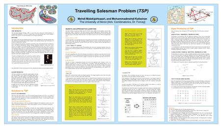 Introduction THE PROBLEM The Traveling Salesman Problem (TSP) is one of the most intensively studied problems in computational mathematics. In TSP it is.