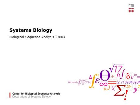 Systems Biology Biological Sequence Analysis 27803.
