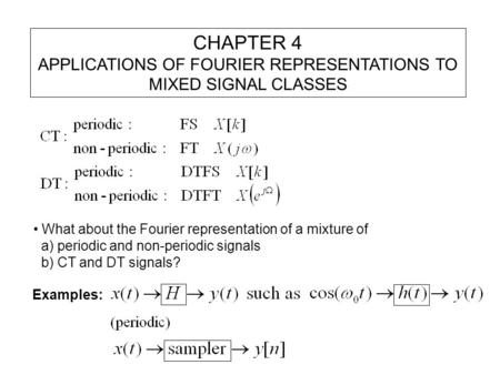 APPLICATIONS OF FOURIER REPRESENTATIONS TO