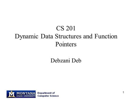 1 CS 201 Dynamic Data Structures and Function Pointers Debzani Deb.