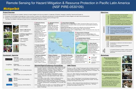 Workshops: Remote Sensing for Hazard Mitigation & Resource Protection in Pacific Latin America (NSF PIRE-0530109) El Congo, El Salvador York Lewis (PCMI)