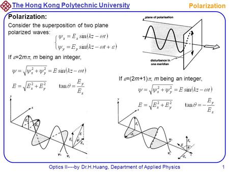 Optics II----by Dr.H.Huang, Department of Applied Physics