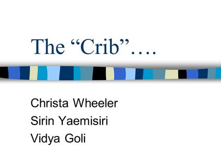 The “Crib”…. Christa Wheeler Sirin Yaemisiri Vidya Goli.