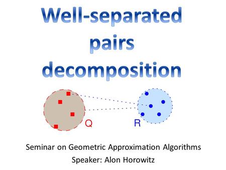 Seminar on Geometric Approximation Algorithms Speaker: Alon Horowitz.