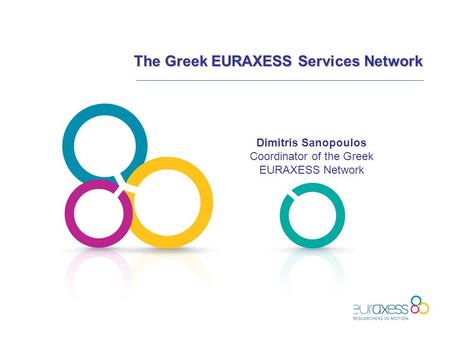 The Greek EURAXESS Services Network Dimitris Sanopoulos Coordinator of the Greek EURAXESS Network.