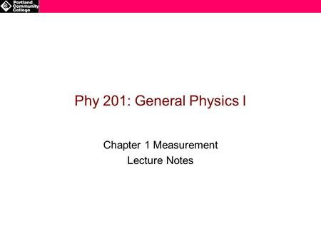Chapter 1 Measurement Lecture Notes