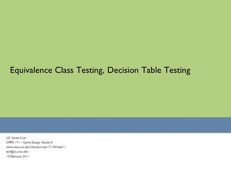Equivalence Class Testing, Decision Table Testing