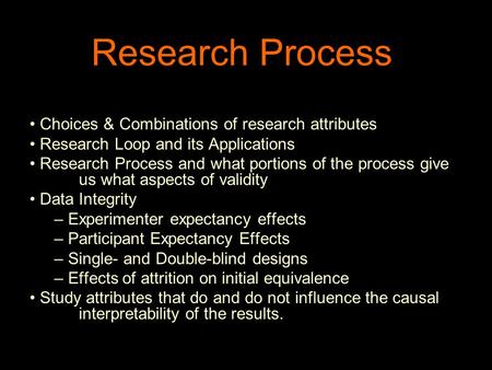 Research Process Choices & Combinations of research attributes