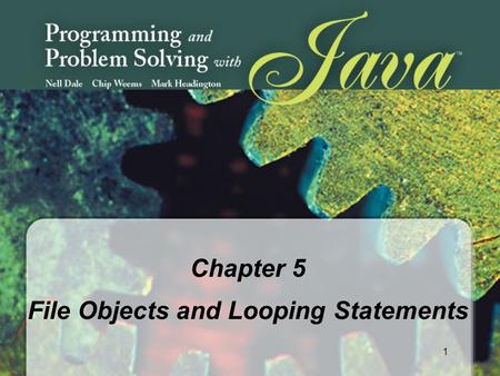 1 Chapter 5 File Objects and Looping Statements. 2 Chapter 9 Topics l Using Data Files for I/O l While Statement Syntax l Count-Controlled Loops l Event-Controlled.