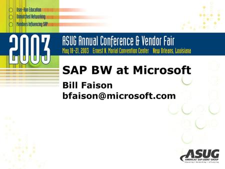 SAP BW at Microsoft Bill Faison