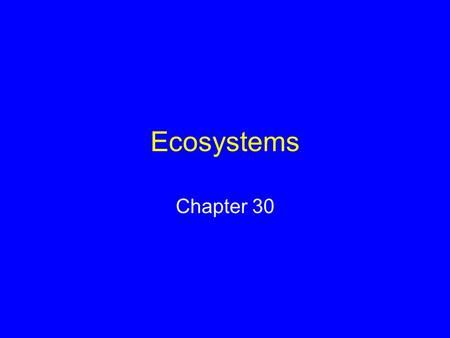 Ecosystems Chapter 30. Ecosystem An association of organisms and their physical environment, interconnected by ongoing flow of energy and a cycling of.
